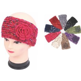 120 Wholesale Womens Fashion Assorted Color Winter Headbands With Flower