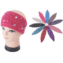 120 Wholesale Womens Fashion Assorted Color Winter Headbands With Stones