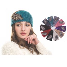 72 Bulk Womens Fashion Assorted Color Winter Headband With Shimmery Feather