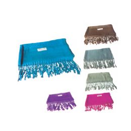72 Wholesale Womens Fashion Scarf With Fringes Assorted Solid Colors