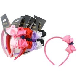 144 Wholesale Hair Band W/ Butterfly Bow
