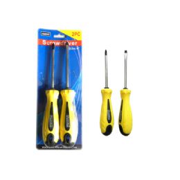 96 Pieces Screwdriver 2pc 4" Yellow - Drills and Bits