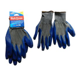 144 Wholesale 1 Pair Working Gloves With Blue Rubber