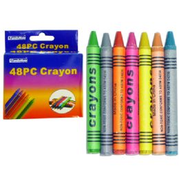 96 Wholesale Crayons 48pc 7.8cm