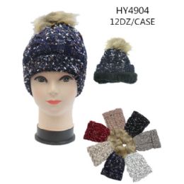 36 Pieces Ladies Winter Hat With Faux Fur Lining Assorted Color - Fashion Winter Hats