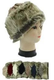 72 Units of Woman's Assorted Color Faux Fur Line Winter Hat - Fashion Winter Hats