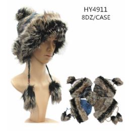 24 Pieces Ladies Winter Hat With Fur Line And Pom Pom - Fashion Winter Hats
