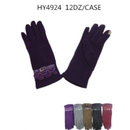 36 Wholesale Ladies Touch Screen Winter Gloves Assorted Color