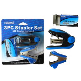 144 Pieces 3 Piece Stapler With 500 Staples - Staples and Staplers