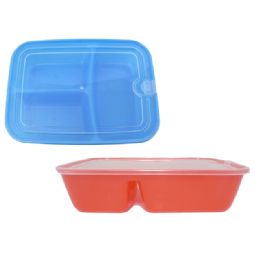 72 Wholesale 3 Section Rectangle Food Container