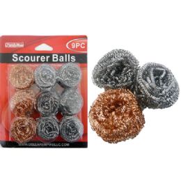 96 Pieces Scourer Balls 3pc Gold 30gm - Scouring Pads & Sponges
