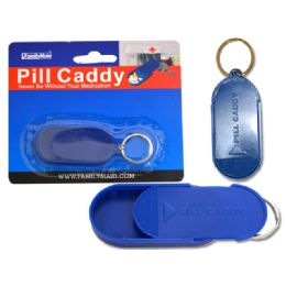 144 Wholesale Pill Box W/keychain 4x1.25"blue,red