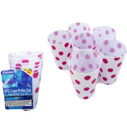 72 Wholesale Polka Dot Pattern Cup, Blue And Pink.