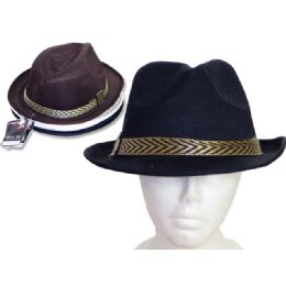 144 Wholesale Men's Hat 11diax5.1"white,black,brown,beige
