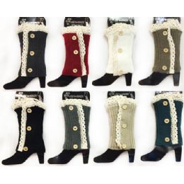 12 Bulk Knitted Boot Topper With Lace Flower Leg Warmer