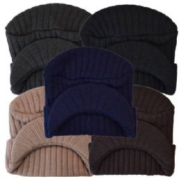 48 Pieces Winter Hat With Visor Assorted Colors - Fashion Winter Hats
