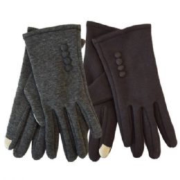 24 Wholesale Winter Ladies Sensitive Touch Gloves With Buttons