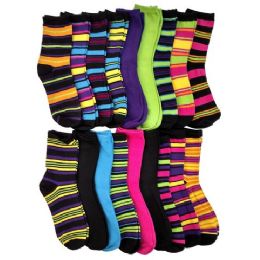 60 Wholesale Ladies 3 Pack Casual Crew Socks, Sock Size 9-11