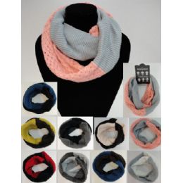 48 Wholesale Knitted Infinity Scarf [basket Weave]