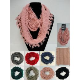 48 Bulk Fringe/loose Knit Knitted Infinity Scarf