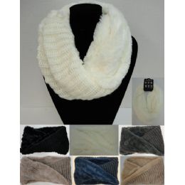 24 Wholesale Plush/knit Knitted Infinity Scarf