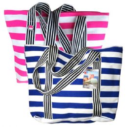48 Wholesale Fashion Bag Large Stripes