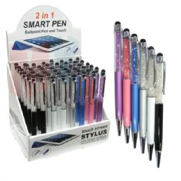48 Wholesale Stylus Crystal Pen Display