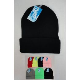 12 Pieces Solid Color Knitted Toboggan - Winter Beanie Hats