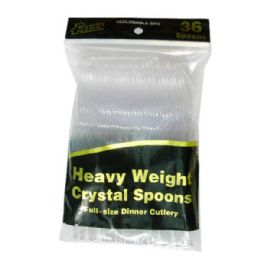 96 Wholesale Plastic Cutlery Clear 36ct Spoon