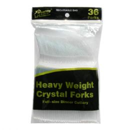 96 Wholesale Plastic Cutlery Clear 36ct Fork