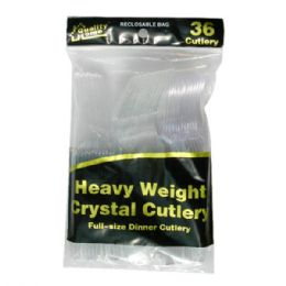 96 Wholesale Plastic Cutlery Clear 36ct Combo