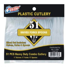 48 Wholesale Plastic Cutlery 51pcs