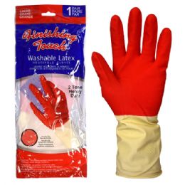 72 Wholesale Latex Glove Hd 2 Tone Large
