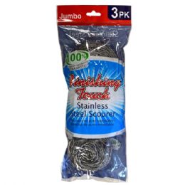48 Pieces Stainless Steel Scourer 3pk Jumbo - Scouring Pads & Sponges