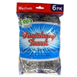 48 Units of Stainless Steel Scourer 6pk Med - Scouring Pads & Sponges