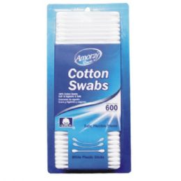48 Pieces Amoray Cotton Swab Blister Card 600ct - Cotton Balls & Swabs
