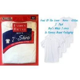48 Pieces Fruit LooM-HaneS-Gildan Boy 3 Pk White Tee's In Famous Brand - Boys T Shirts
