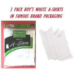 48 Wholesale Fruit LooM-HaneS-GildaN-Boy 3pk White A-Shirts In Famous Brand pk