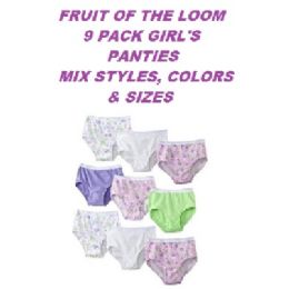 48 Pieces Fruit Of The Loom 9 Pack Mix Styles Girl's Panties - Girls Underwear and Pajamas