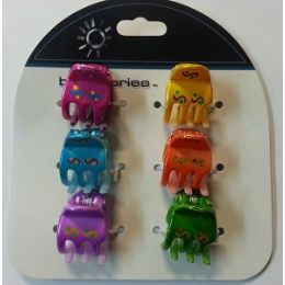 336 Wholesale Mini Hair Claws 6 Pc. On Card - Bright Colors