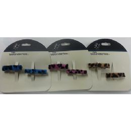 480 Wholesale Small Velvet Animal Print Hair Clips 2 Pc. On A Card