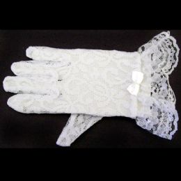 120 Bulk White Lace Gloves For Toddlers