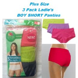 24 Wholesale Fruit Of The Loom Plus Size 3 Pack Ladies Boy Shorts Size 10
