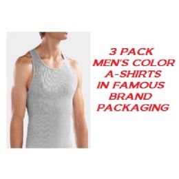 36 Pieces Fruit Loom - Hanes 3 Pack Men's Color A-Shirts / Famous Brand Pk. - Mens T-Shirts