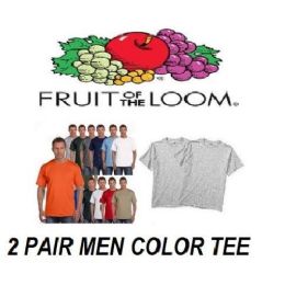 48 Pieces Fruit Of The Loom 2 Pk Men's Color Crew T-Shirts - Mens T-Shirts