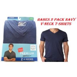 24 Pieces Hanes 2 Pack Men's Color T-Shirts - V-Neck Style - Mens T-Shirts