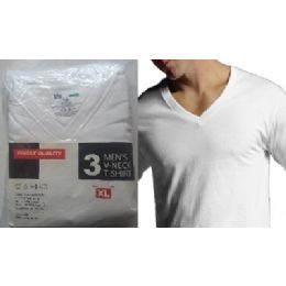 24 Pieces Jockey 3pk Men White V-Neck T-Shirts In Finest Quality Packaging - Mens T-Shirts