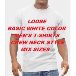 72 Pieces Loose Men's White ColoR-Crew Neck Style Tee's -Slightly Imperfect - Mens T-Shirts