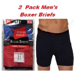 48 Pieces Fruit Loom - Hanes 2pk Men Boxer Briefs In Famous Brand Packaging - Mens Underwear