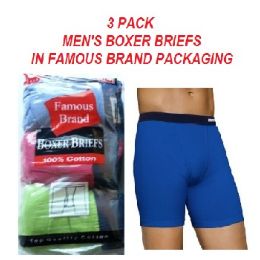 48 Wholesale Fruit Loom - Hanes 3 Pack Men's Boxer Briefs / Famous Brand Pk.